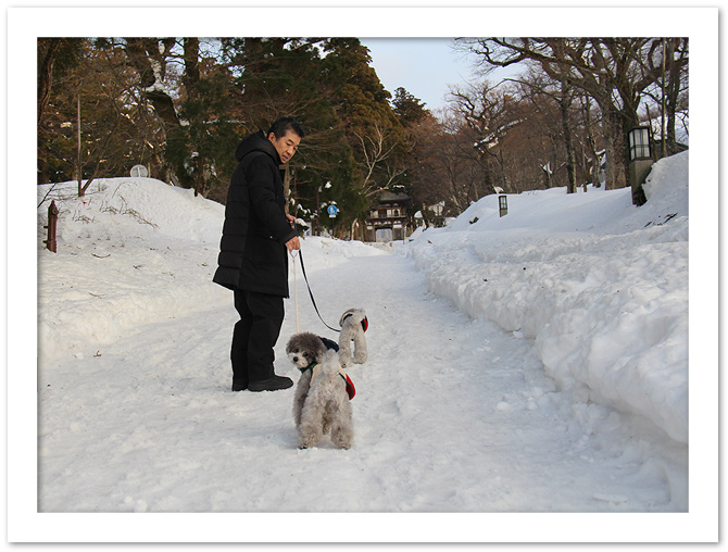 雪の大山寺参道を行く。。。！！